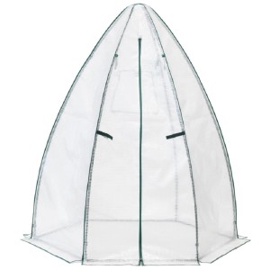 Weißes Westmann Foliengewächshaus Winterzelt, Ø 160x183cm, mit Fenster und Reißverschluss.