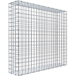 Leere Gabiona C-Ring-Gabione, 90x100x20 cm, Maschenweite 5x5 cm, aus verzinktem Drahtgitter.
