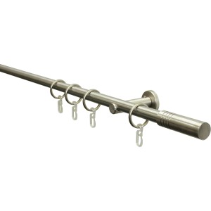 Gardinenstangen-Set Sigma, 16 mm, Edelstahloptik, 160 cm, mit Ringen und Zubehör.