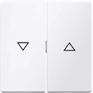 Berker Q.1 Jalousie Wippe in Polarweiß Samt mit Pfeilsymbolen.