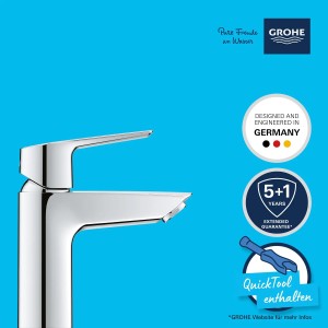 Grohe QuickFix Waschtischarmatur Start S-Size, Chrom, mit Energiesparfunktion für Waschbecken im Bad.