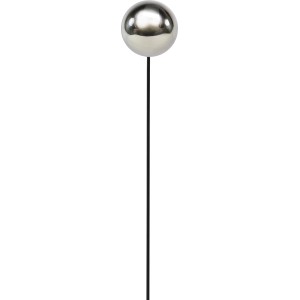 Gartenstecker mit silberner Edelstahlkugel, 107 cm hoch, zur Dekoration von Pflanzkübeln und Beeten.