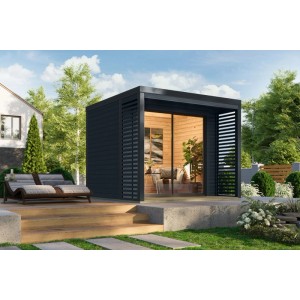 Karibu Gartenhaus Flavio B Grau-Anthrazit