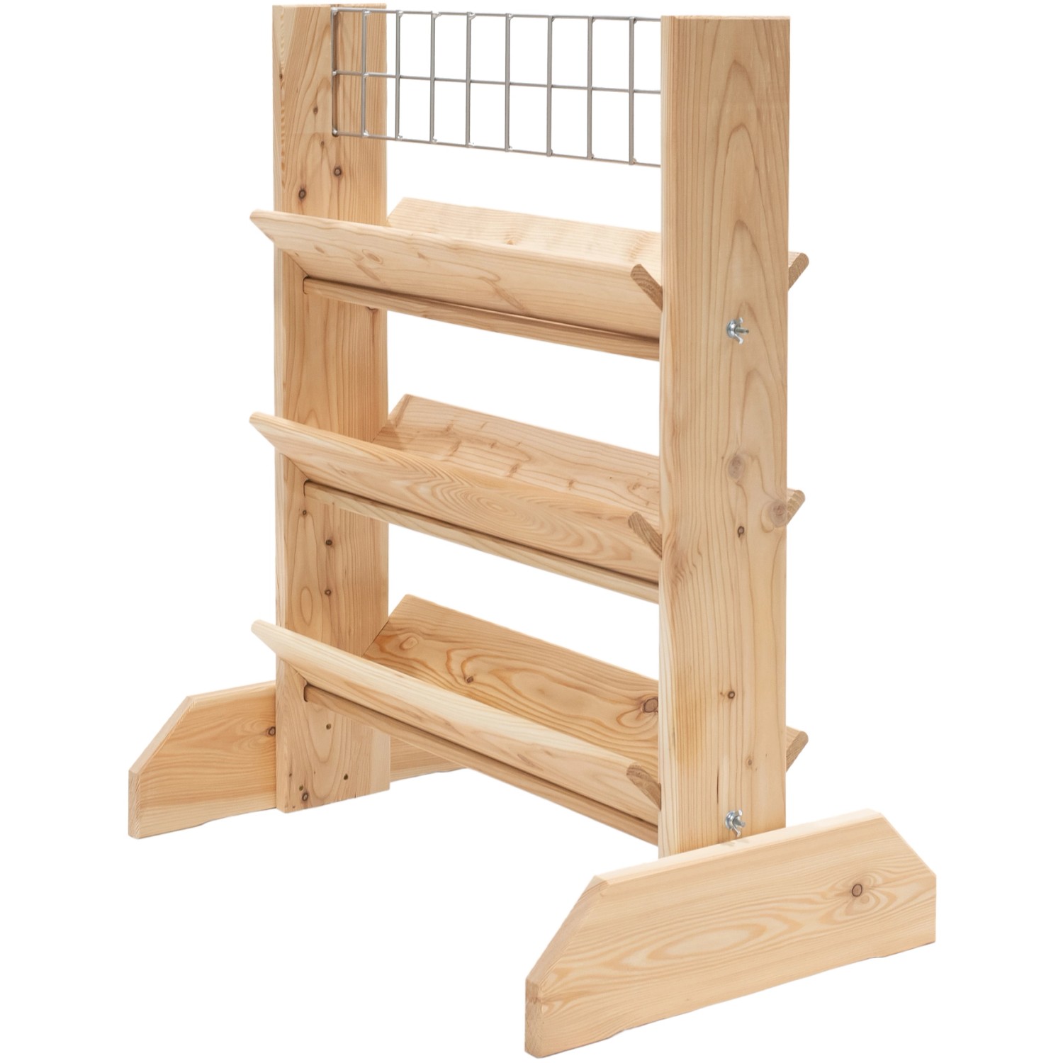 Westmann Kräuterregal Premium Größe L aus Lärchenholz mit 3 Ebenen und Rankgitter.