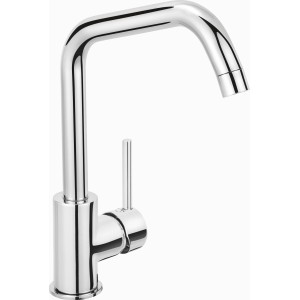 Chrom Küchenarmatur baliv KI-1270 mit hohem, schwenkbarem Auslauf und seitlichem Hebel.