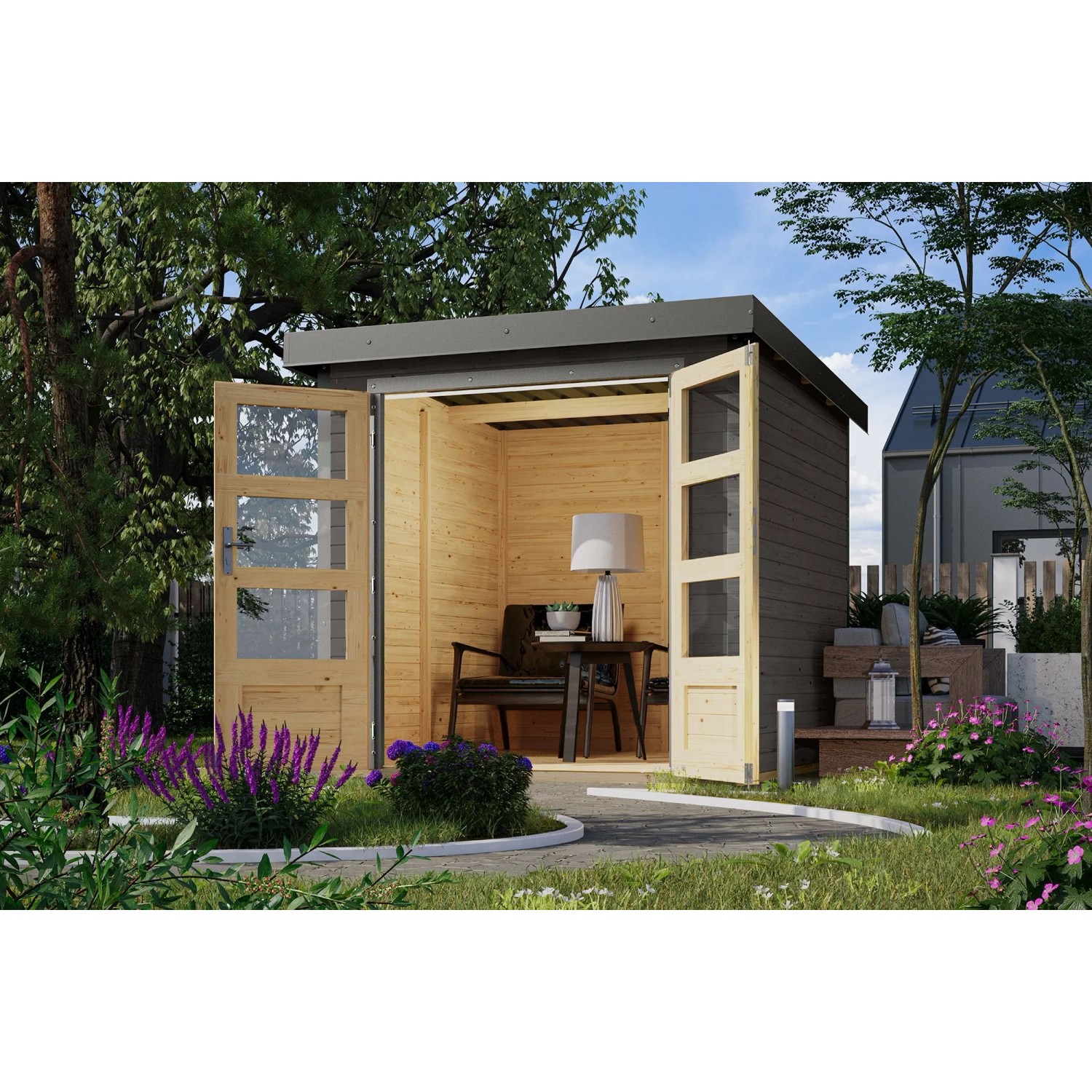 Karibu Expresshaus Swifty 2 B Expresslieferung Terragrau / Graualuminium_2