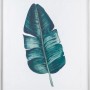 Silberfarbener Kunststoffrahmen 50x70 cm mit Motiv eines grünen Blattes.