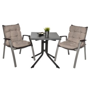 Taupe Niedriglehner Auflage für Gartenstuhl, gepolstert, mit Befestigungsschnüren. Sitzkissen 100x50x8cm.