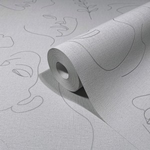 Graue Marburg Vliestapete Kylie 10 mit Textiloptik und modernem Gesicht-Muster.
