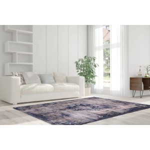 Blauer Arte Espina Vintage Teppich 200x290 cm im Wohnzimmer.