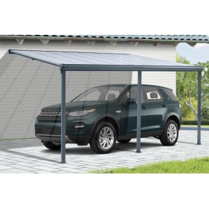 Floraworld Terrassenüberdachung in Anthrazit mit Auto darunter. Die Überdachung bietet Schutz und ein modernes Design.