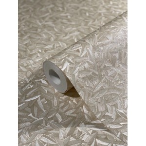 Glööckler Vliestapete Imperial Feder Uni Beige, Detailansicht der Federoptik.