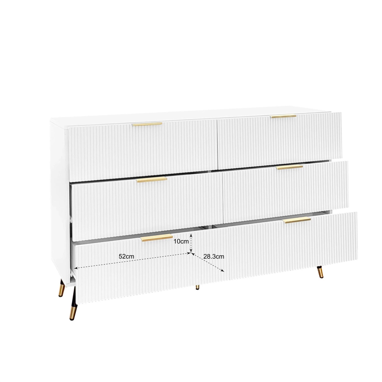 okwish Sideboard mit Schubladen Stauraum Wohnzimmer Elegant Modern 120x77x40cm Weiß_5