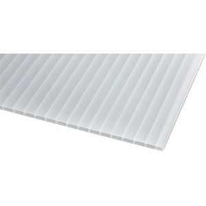 Weiße, opale Acryl Hohlkammerplatte, 16 mm stark, für Kunststoffbedachung.