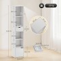 HOMCOM Bücherregal weiß, schmal, aus Spanplatte, 158 cm hoch, mit Fächern, Schublade und Schrank.