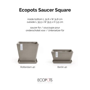 Ecopots Untersetzer quadratisch Braungrau 35,5 cm