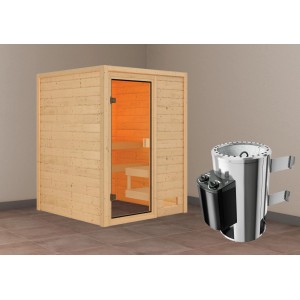 Karibu Sauna Sandra mit Ofen intergrierte Stg.Natur