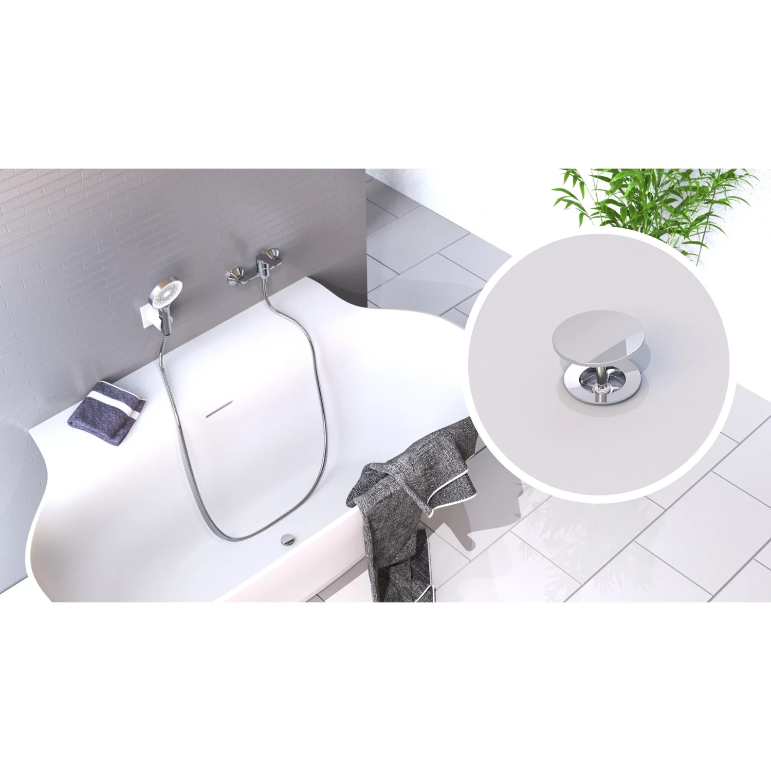 Kirchhoff Ablaufstopfen für Badewanne, 70mm, Chrom, passend für Standard-Badewannenventile.