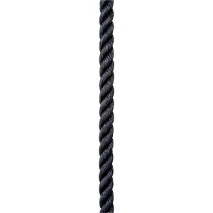 Schwarzes, gedrehtes Seilflechter Birolen-Tauwerk, Ø 20 mm, aus Spezial-Polyester.