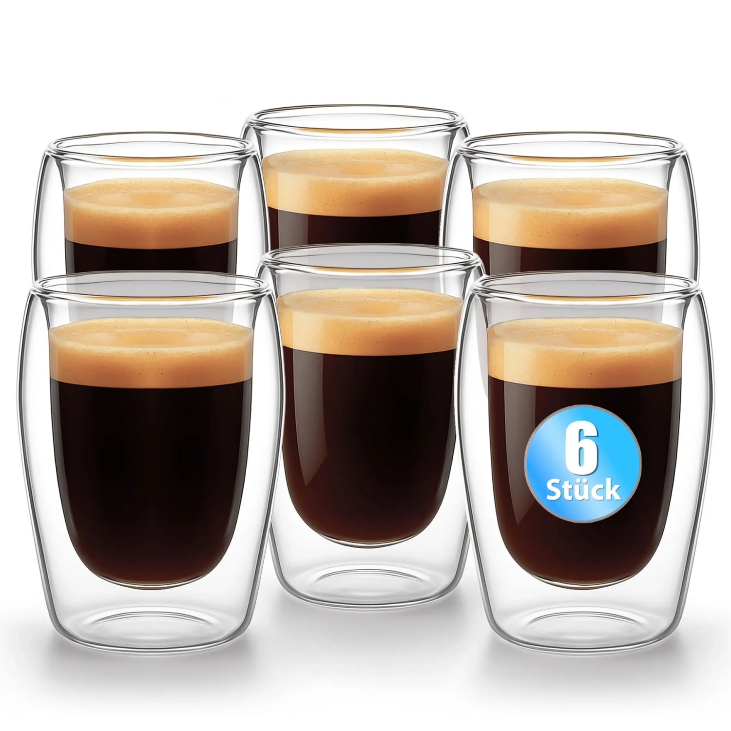 BigDean 6 Stück Doppelwandige Espresso Gläser 80 ml in Gastro Qualität Espressogläser Espresso Glas Espressotassen Glas Set in Geschenkverpackung kaufen bei OBI