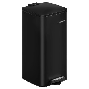 Songmics Mülleimer Punkool mit Offenhaltefunktion 30 l Schwarz
