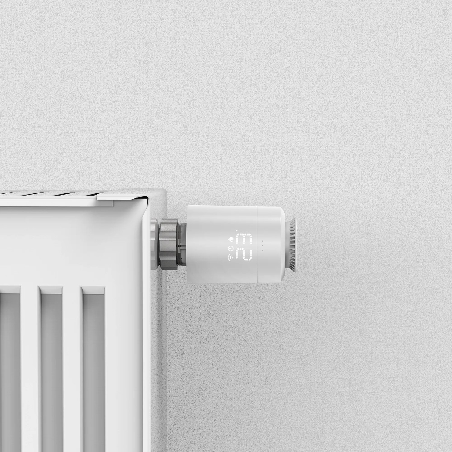 Hama Heizkörperthermostat am Heizkörper, Teil des Smart Home Starter-Sets.