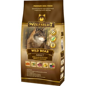 Wolfsblut Trockenfutter Wild Boar Adult, 2kg Packung. Glutenfreies Hundefutter mit Wildschwein und Kartoffel.