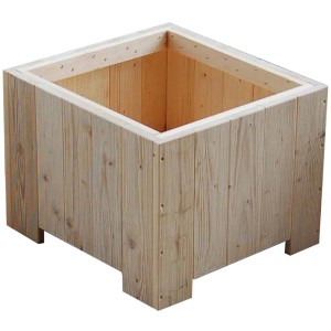 Quadratischer Gaspo Blumenkasten Wels, 40x40 cm, aus naturbelassenem Holz für Garten und Terrasse.