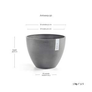 Ecopots Pflanztopf Antwerp Grau 50 cm