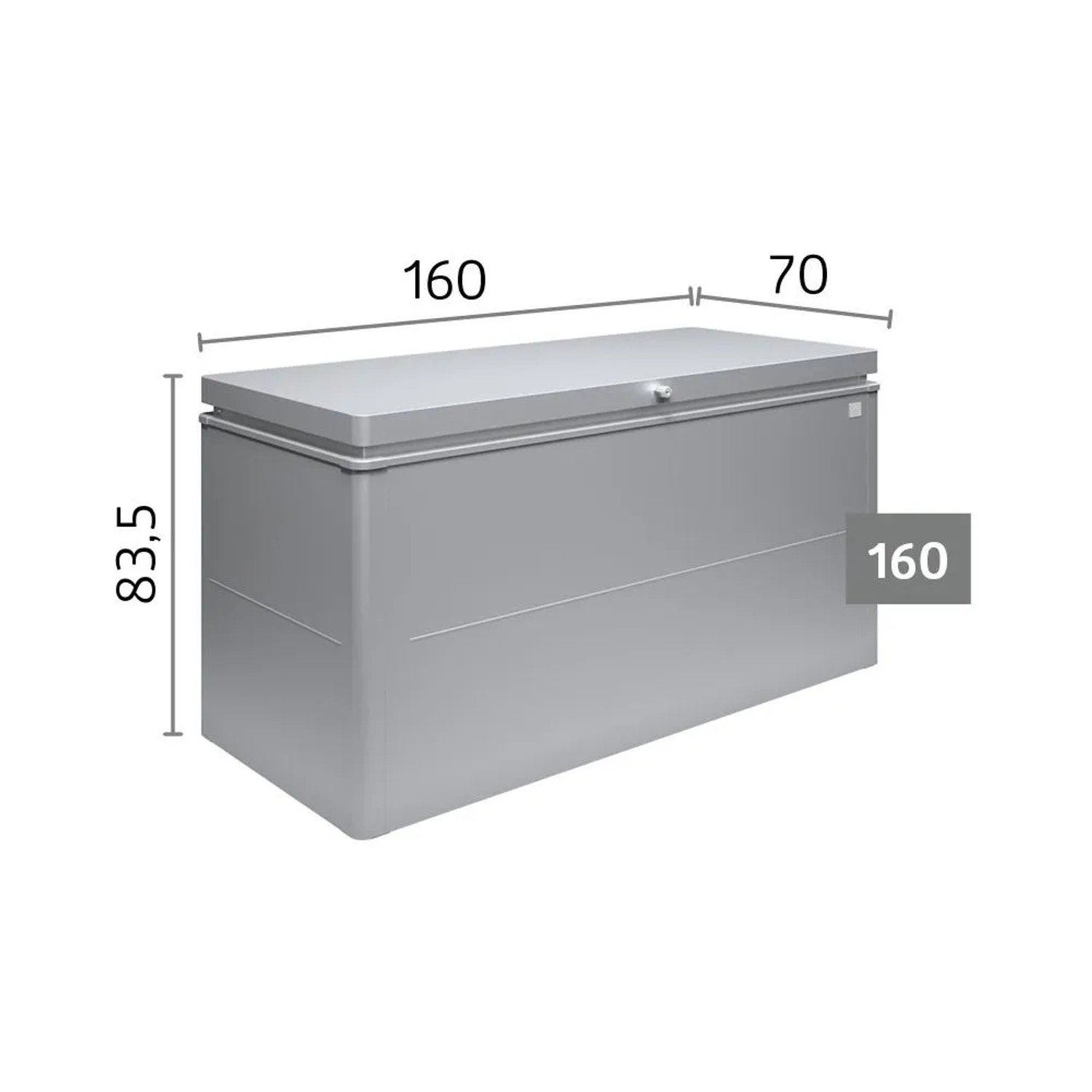 Biohort Loungebox 160 dunkelgrau-metallic, regenwasserdichte Universalbox für Sitzkissen und Gartenzubehör.