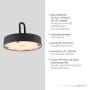 Schwarze LED Akku-Pendelleuchte Akuba, dimmbar, für Innen & Außen.
