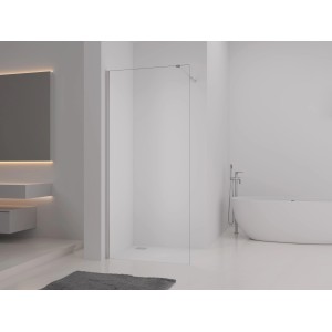 baliv Duschwand DUK-90.160 Walk-In, silbernes Profil, 90x200 cm, für barrierefreie Dusche.