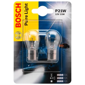 Bosch GLL Pure Light P21W, 2er-Pack Auto-Glühlampen für Anzeigen und Beleuchtung.