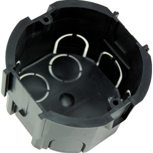 Schwarze E2 Elektro Schalterdose, 1-fach, 70mm, anreihbar für Unterputzmontage.