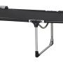 Schwarze Siena Garden Dreibeinliege Sole, eine klappbare Sonnenliege mit Aluminiumgestell und Kopfkissen.