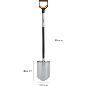 Fiskars Gärtnerspaten Xact Spitz, 120cm, mit D-Griff. Ideal zum Graben in harten Böden.