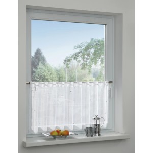 Gardinia Spannvitrage Titan, Ø 7/9 mm, 60-90 cm, am Fenster mit weißer, transparenter Gardine.