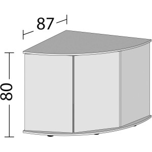 Weißer Juwel Aquariumunterschrank SBX Trigon 350 für Eckaquarien.