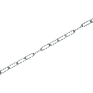 Feuerverzinkte Rundstahlkette, langgliedrig, 3 mm, als Meterware.