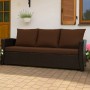 Braunes 2-Sitzer Gartensofa mit Kissen aus Polyrattan. Ideal für Terrasse und Garten.