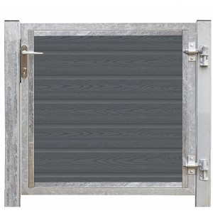 WPC Gartentor Artura in Schiefergrau, 115x95 cm, mit Holzstruktur und Metallrahmen.