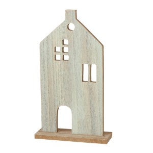 Dekoaufsteller Halvar von Boltze Home, Haus aus Holz in Alu-Natur Optik, 41 cm hoch.