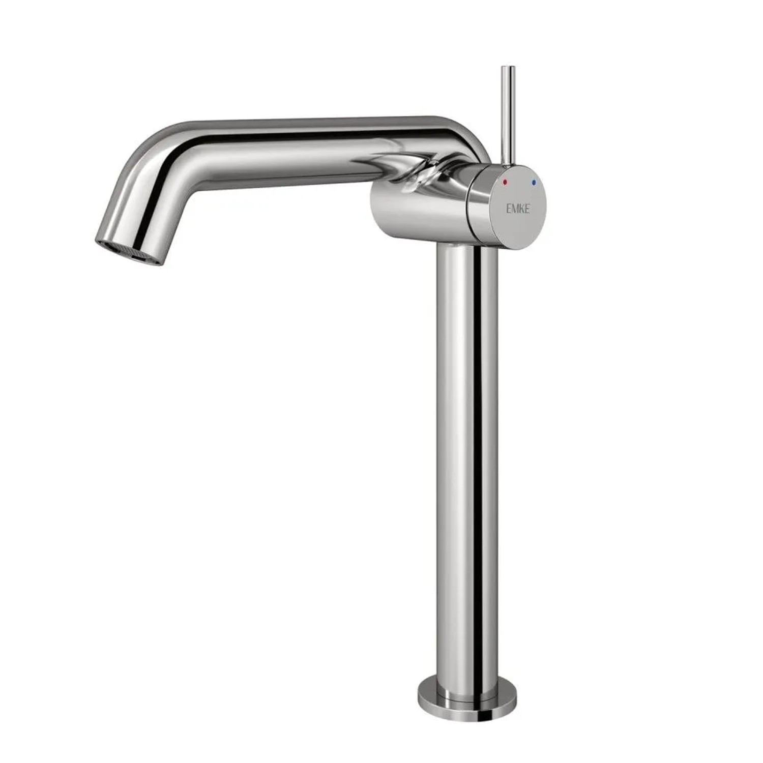 Emke Waschtischarmatur, hoch, Chrom, Einhebelmischer für Bad. Modernes Design aus Edelstahl und Messing.