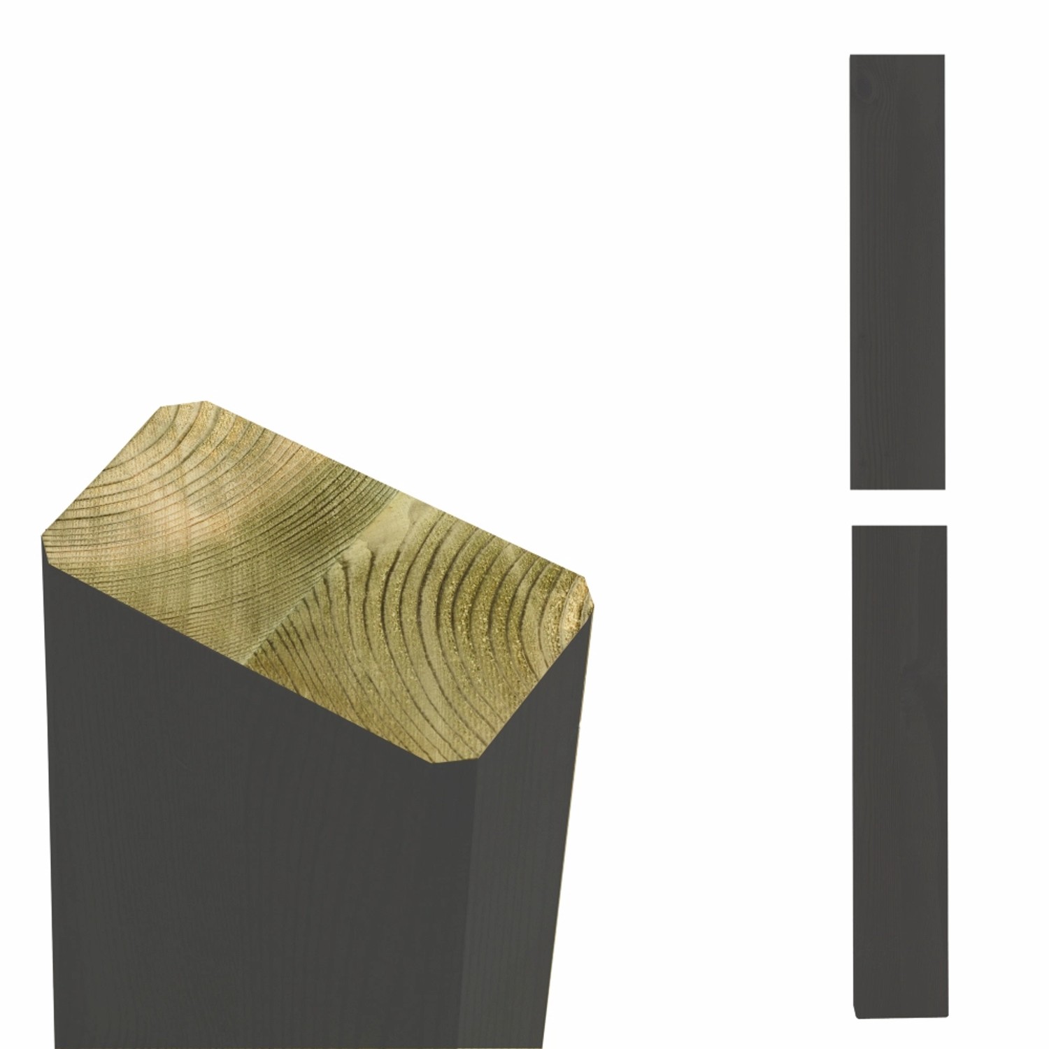 Umbragrauer Zaunpfosten aus Leimholz Kiefer, 4,5x9x238cm, für Zaunbau & Sichtschutz.