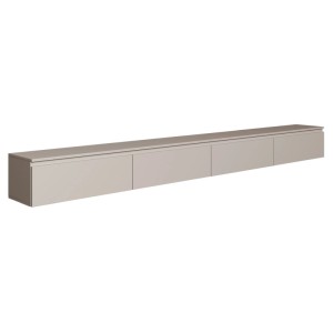 Selsey TV-Hängeboard Bemmi 300 cm in Kaschmirgrau. Minimalistischer TV-Schrank mit 4 Klappen und matter Oberfläche.