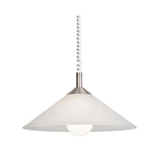 Pendelleuchte Ariana mit alabasterfarbenem Glasschirm und Zugpendel für Esszimmer & Küche.