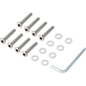 Montage-Set für Pacora Gartensessel: Schrauben, Unterlegscheiben und Inbusschlüssel.