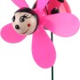 Deko-Gartenstecker: Marienkäfer mit pinkem Windrad (Ø 13cm, 49cm hoch) für den Garten.