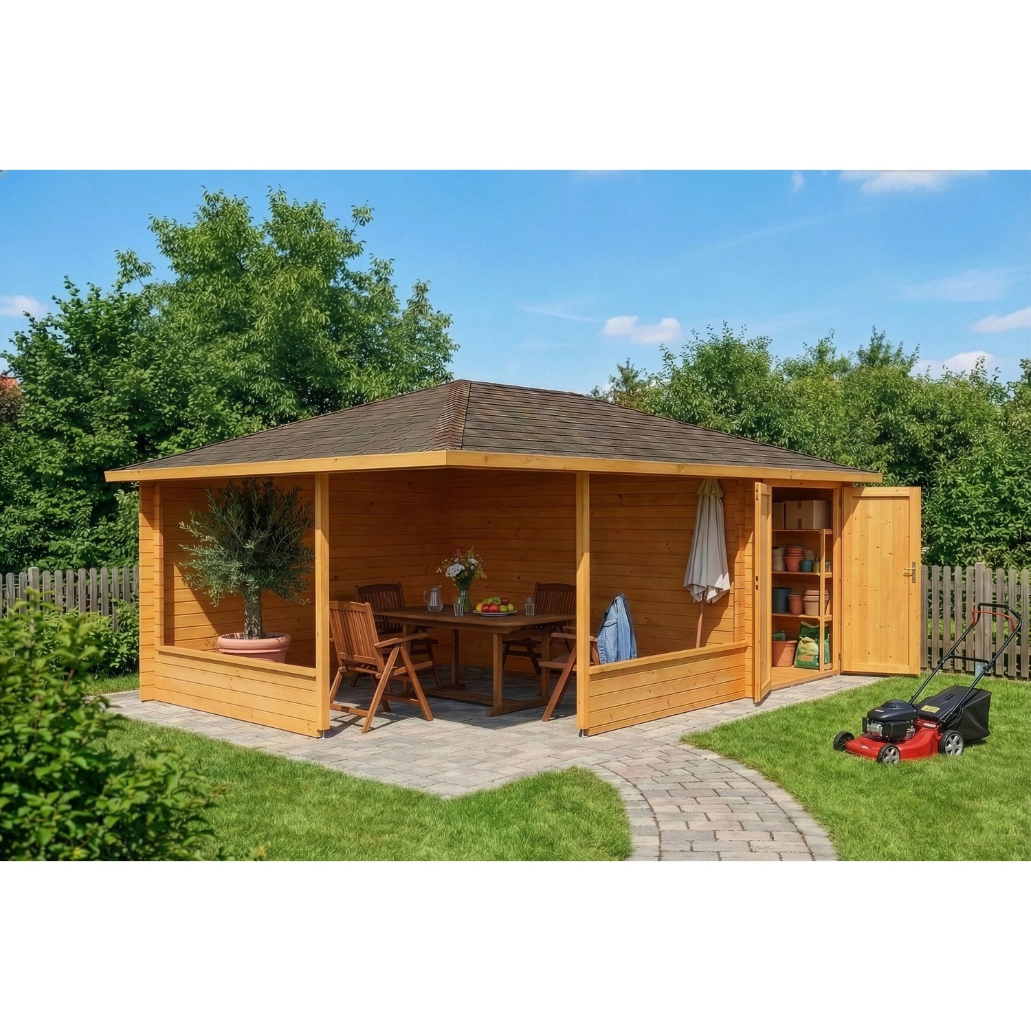 5-Eck Gartenlaube Maik-40 Natur 600 cm x 425 cm, imprägniert kaufen bei OBI