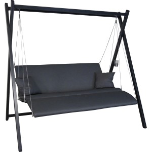 Angerer Hollywoodschaukel Relax Zip Anthrazit, 3-Sitzer mit wetterfesten Auflagen.